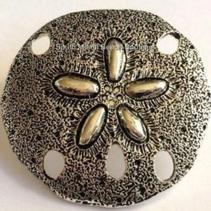 Silver Sand Dollar Pin Brooch Pendant Necklace Sea